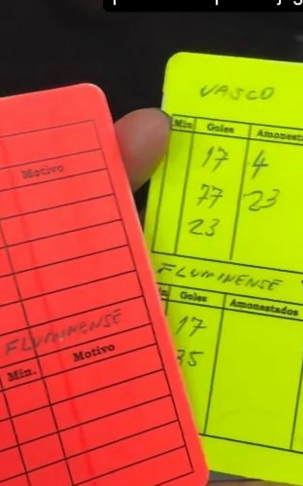 Thiago Mendes, volante do Vasco, posa com cartões do clássico e provoca debate sobre arbitragem