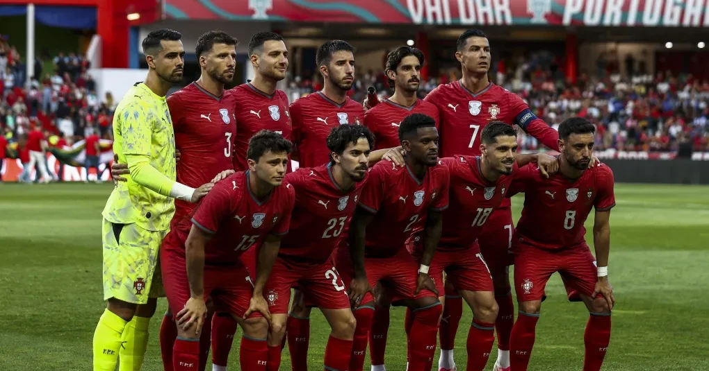 Jogadores da seleção de Portugal em treino antes da estreia na Copa do Mundo de 2026