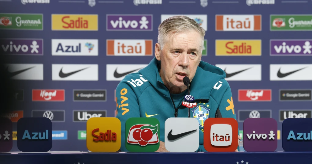 Carlo Ancelotti em coletiva da seleção brasileira em Nova Jersey
