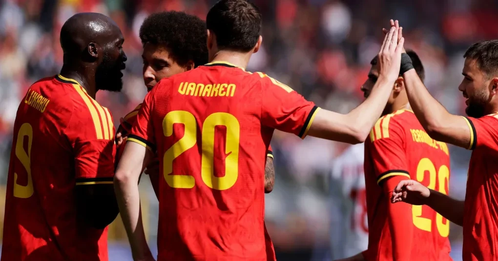 Romelu Lukaku em ação pela seleção da Bélgica durante amistoso