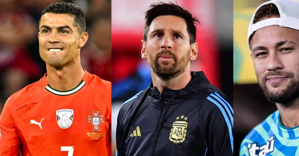 Torcida e jogadores destacados com ícones de redes sociais representando alcance digital na Copa de 2026