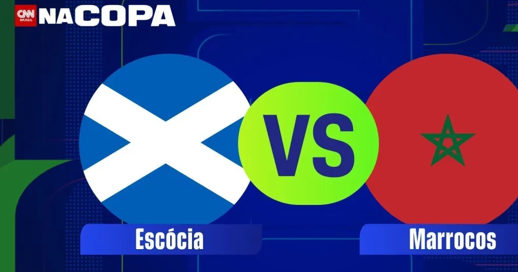 Bandeiras da Escócia e de Marrocos em torcida antes da partida no estádio