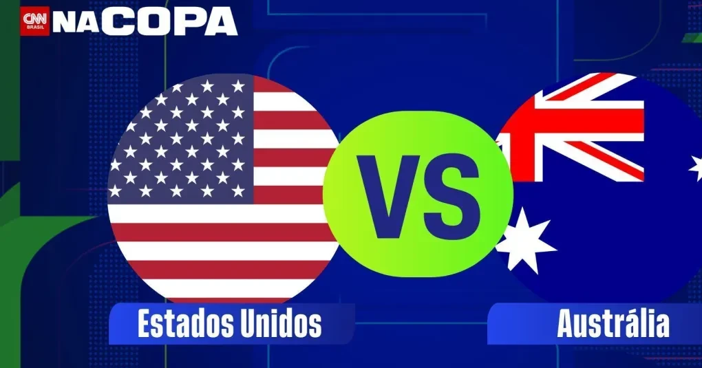 Jogadores das seleções dos Estados Unidos e Austrália aquecendo no gramado antes da partida
