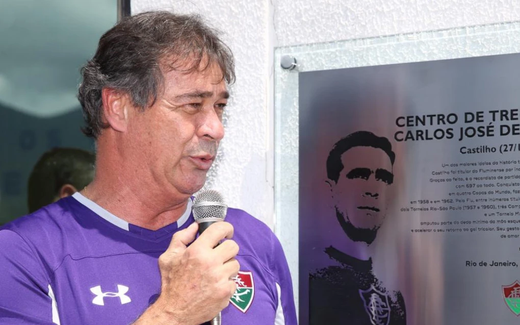 Paulo Victor na cerimônia de inauguração da placa do CT Carlos Castilho, março de 2020