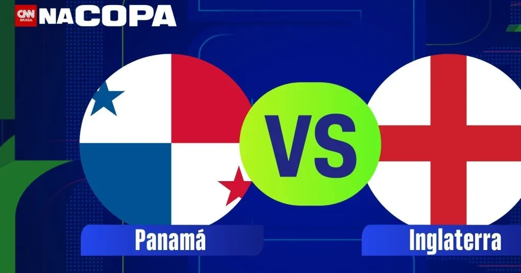 Bandeiras do Panamá e da Inglaterra com o Estádio MetLife ao fundo
