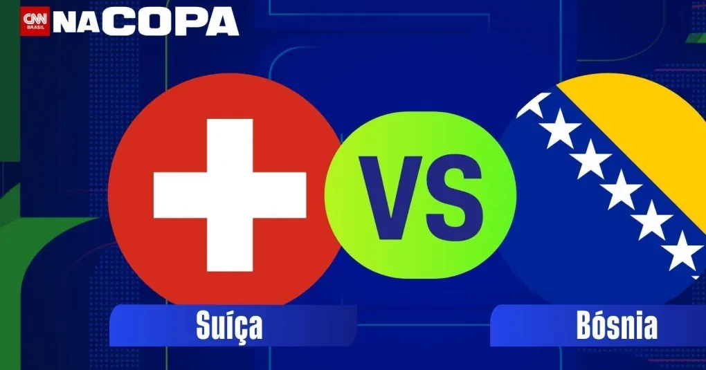 Jogadores das seleções da Suíça e da Bósnia aquecendo no gramado antes da partida