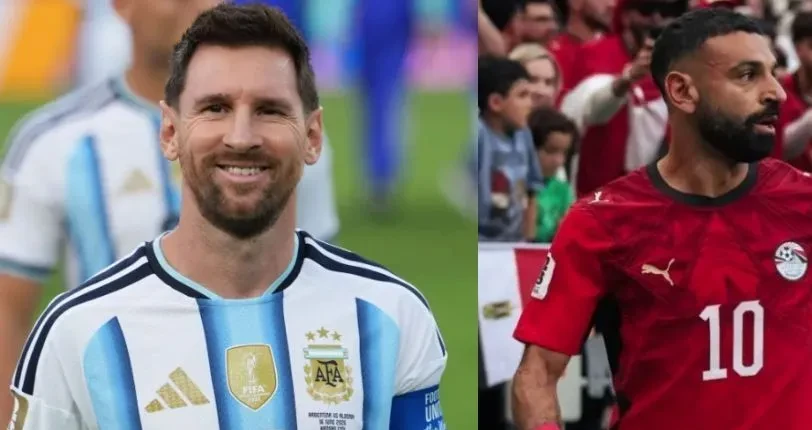 Seleção da Argentina e seleção do Egito alinhadas no gramado do Estádio de Atlanta antes do jogo