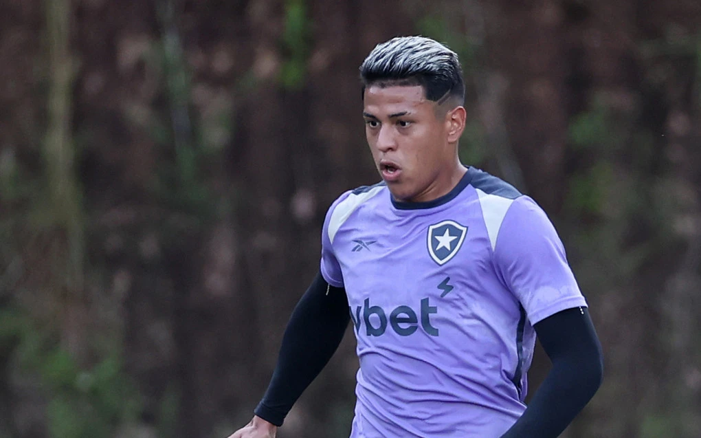 Matheus Martins em campo vestindo a camisa do Botafogo