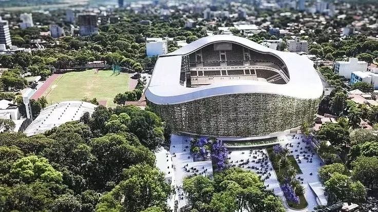 Planta renderizada do projeto do Estádio Osvaldo Domínguez Dibb em Assunção