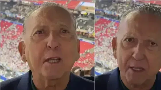 Galvão Bueno em estúdio comentando a partida da Argentina