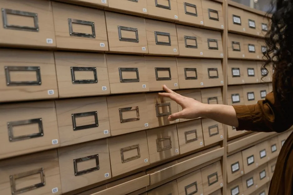 archive room with labeled boxes Futebol Rio de Janeiro