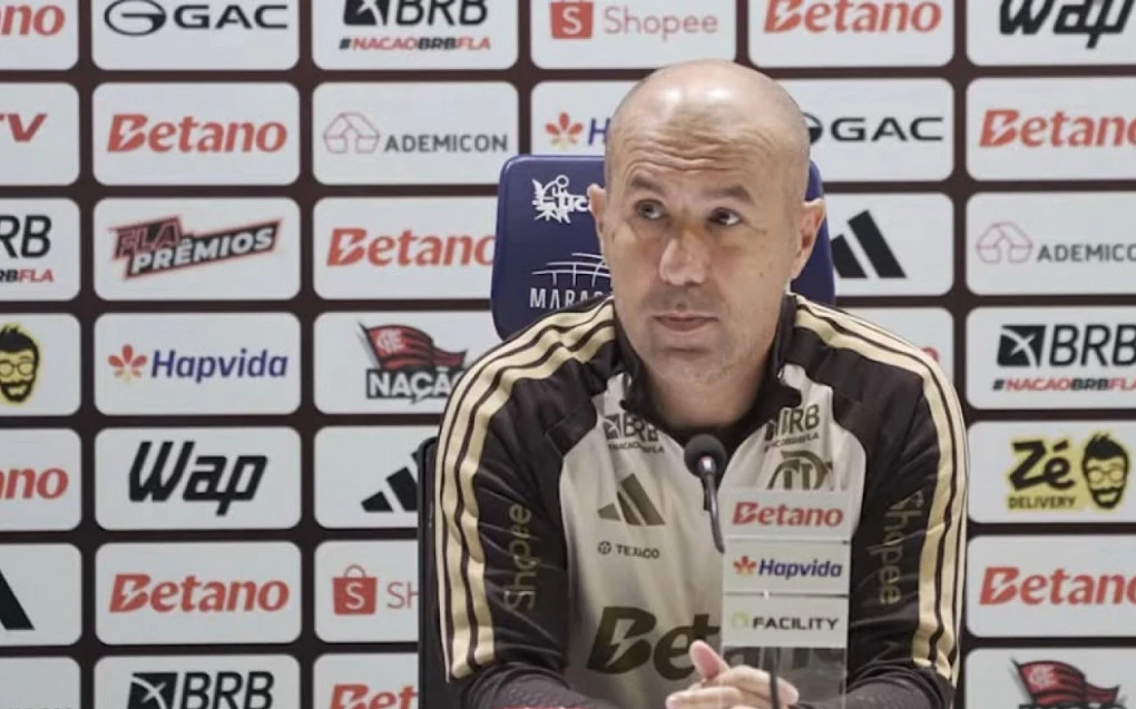 Leonardo Jardim em entrevista coletiva como técnico do Flamengo