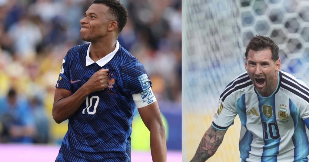 Kylian Mbappé e Lionel Messi disputando bola durante partida da Copa do Mundo 2026