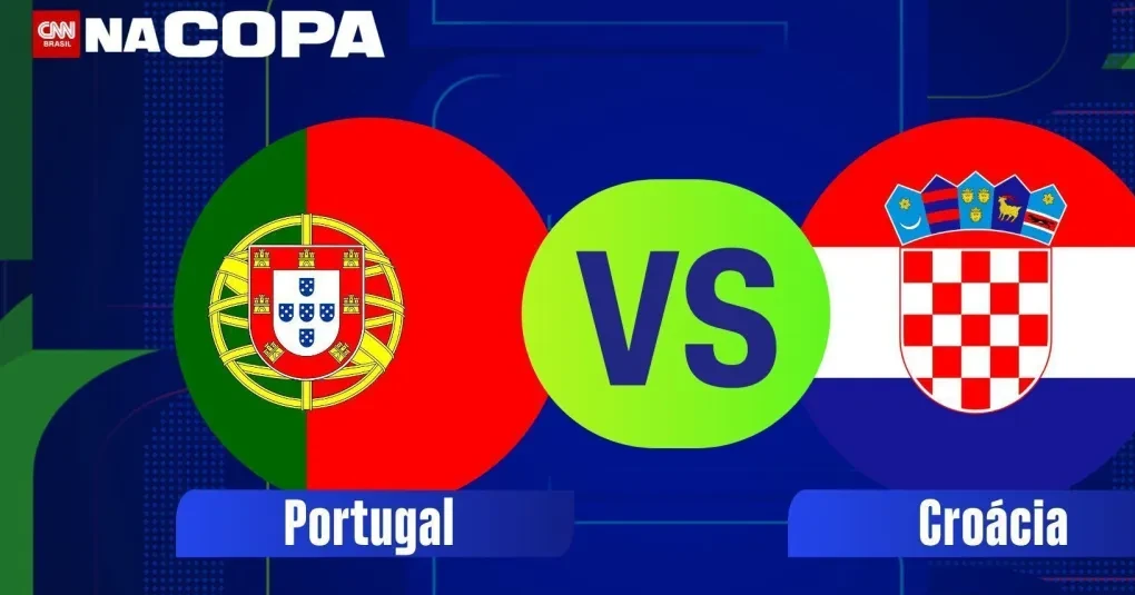Jogadores e torcedores de Portugal e Croácia no estádio antes da partida