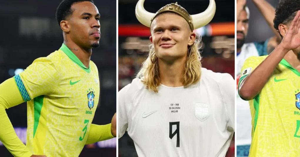 Erling Haaland comemorando gol com a camisa do Manchester City