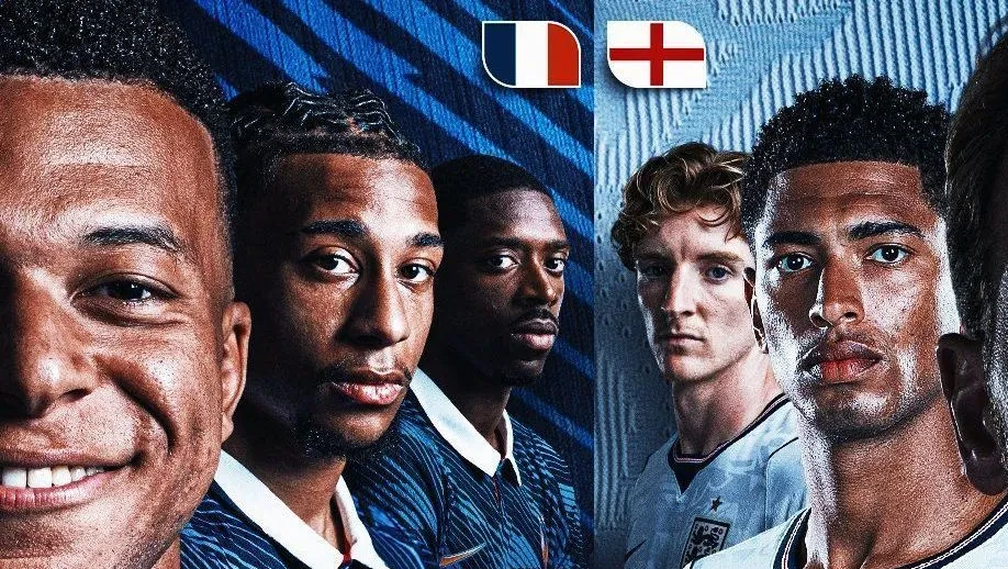 Jogadores das seleções de França e Inglaterra no aquecimento antes da partida no Hard Rock Stadium