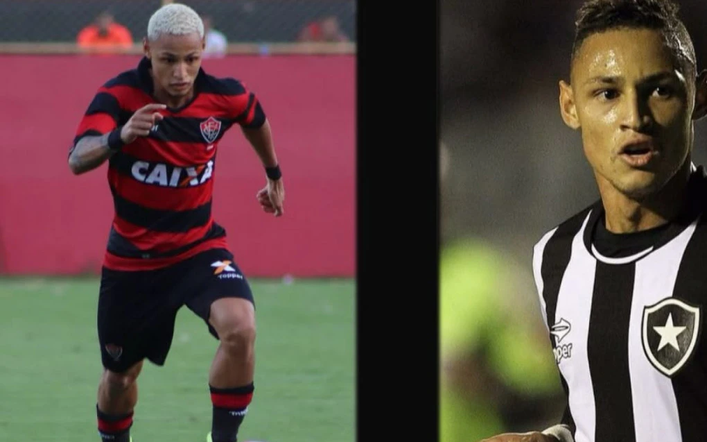 Neilton em montagem com camisas do Vitória e do Botafogo
