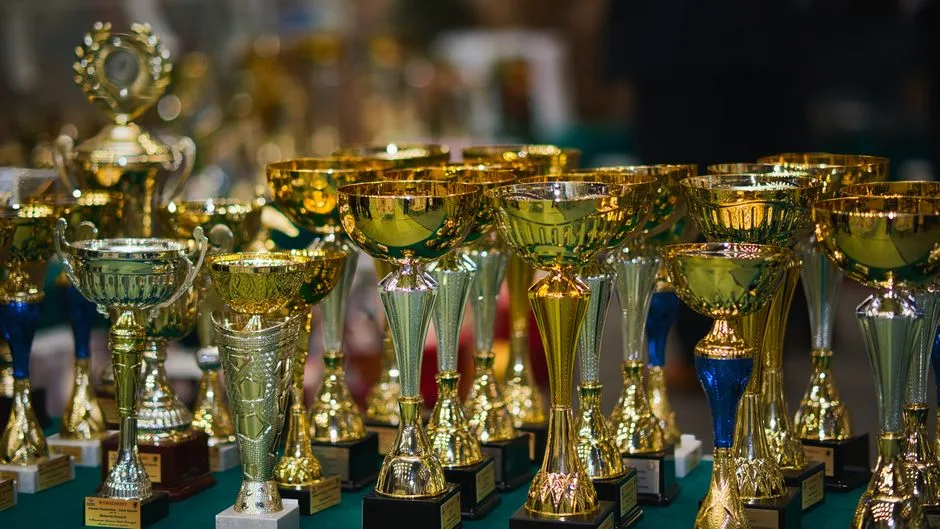 stacks of club trophies display Futebol Rio de Janeiro